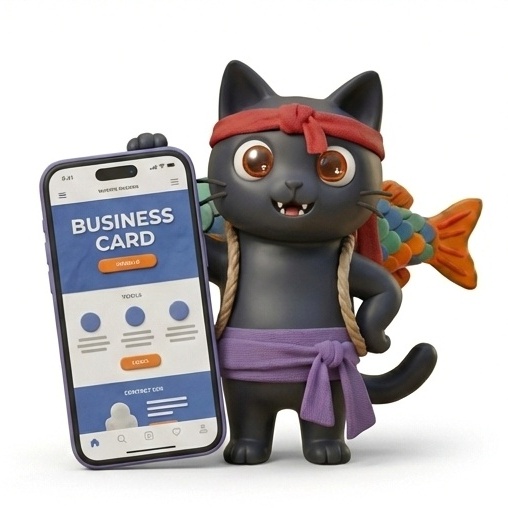 アイデアを提案する猫のキャラクター